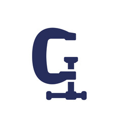 clamp icon on white, G-cramp vector