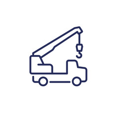 crane truck line icon on white