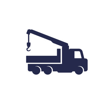crane truck icon on white