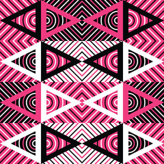 Triangle shapes and lines abstract pink pattern