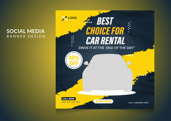 Car rental promotion social media post banner design template