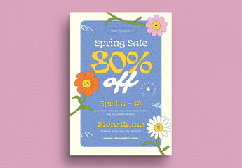 Trendy Cartoon Spring Sale Event Flyer
