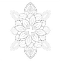 Coloring Book for adults. Hand drawn flowers in zentangle style for t-shirt design or tattoo and coloring book