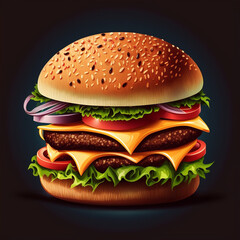 A double burger on a dark background