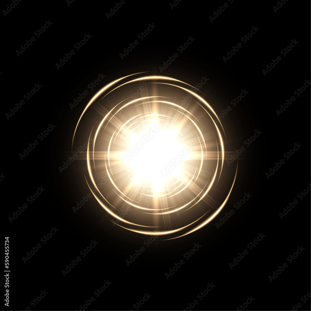 Poster Abstract sun glare translucent glow with a special light effect. Vector blur in the movement of glowing highlights. Sun. Light effect png	
