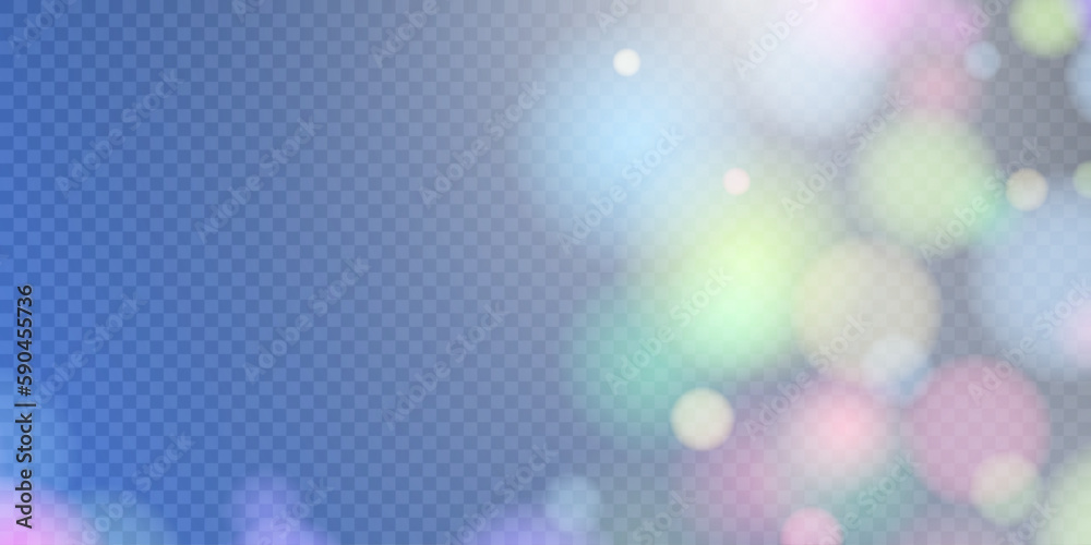 Poster Shiny bokeh background. Illustration of glittery light shimmering bokeh. Light effect with lots of shiny highlights shining on a transparent background for designs for Christmas and New Year.	
