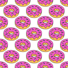 Donut  isolated on white background. Donut icon in a flat style. Seamless pattern, background, card, poster. Template for design.