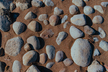 Stones on dried riverbed