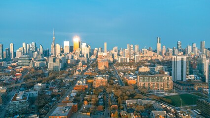 Naklejka na ściany i meble Aerial view of the modern skyline of downtown Toronto, Ontario, Canada