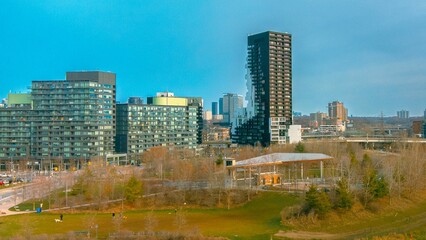 Fototapeta premium Aerial view of the modern skyline of downtown Toronto, Ontario, Canada