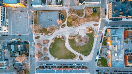 Aerial view of the Joel Weeks Park in Toronto