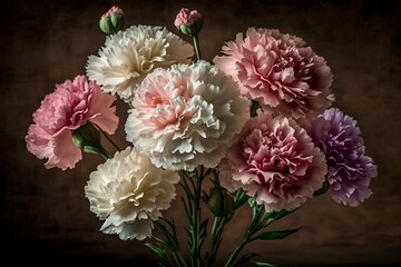 Pink carnation flowers. Crated using generative AI.