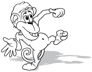 Drawing of a Funny Dancing Monkey