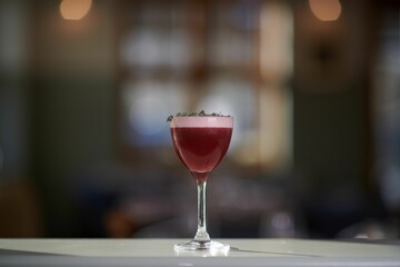 Delicious strawberry alcoholic cocktail drink in a beautiful
