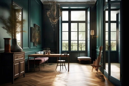 Vintage Dark Green Interior Design