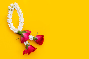 Thai flower garlands for Buddhism religious ceremony