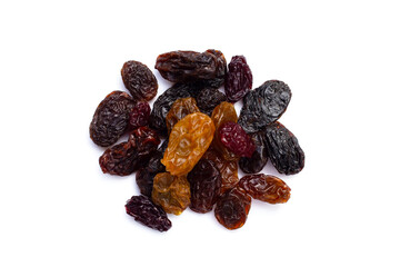 Dried grape on white background.