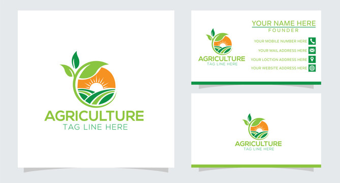 Creative agriculture logo home natural sun Vector and Template
