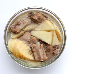 Fresh bamboo shoots with pork ribs soup