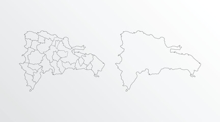 Fototapeta na wymiar Black outline vector map of Democratic Republic of the Congo with regions