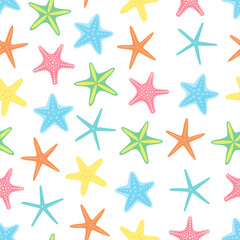 Fototapeta na wymiar Seamless pattern Starfish cartoon vector illustration