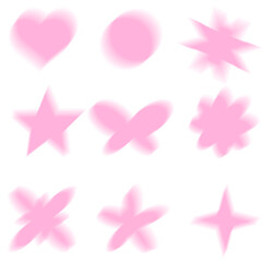 Set pink motion blur y2k aura shapes. Abstract blurred gradient shape, psychedelic aesthetic elements, colorful soft holographic gradient. Geometric form with blurring PNG