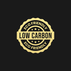 Low Carbon Label or Low Carbon Badge Vector Isolated in Flat Style. Best Low Carbon Label vector for product packaging design element. Simple Low Carbon Badge for packaging design element.