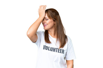 Middle age volunteer woman over isolated background has realized something and intending the solution