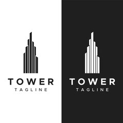 French eiffel tower building and high tower Logo template design.With editable vector illustration.