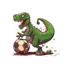 Obraz premium Dino Soccer Star! Join this dinosaur in a game of soccer