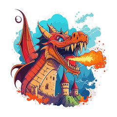 The Fire Breathing Dragon! Witness the power of this dragon as it breathes fire over a castle