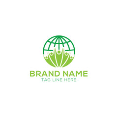 Human hands and tree with green leaves. Logo, symbol, icon, illustration, vector, template, design