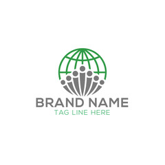 Human hands and tree with green leaves. Logo, symbol, icon, illustration, vector, template, design