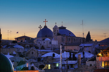 Church of the Holy Sepulchre in Jerusalem at dawn, Israel