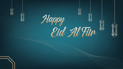 Eid al-Fitr celebration poster banner wallpaper minimalist design with a clean and modern theme