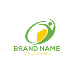 Human hands and tree with green leaves. Logo, symbol, icon, illustration, vector, template, design