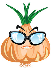 Onion cartoon on white background is insulated
