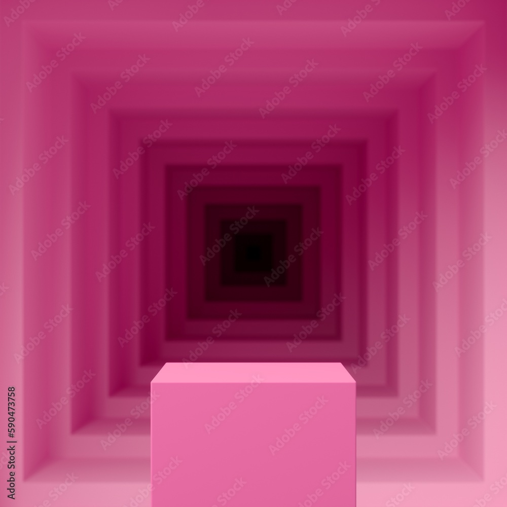Poster abstract 3d background product display podium scene with geomatric platform. pink background with 3d