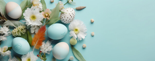 easter eggs and flowers, easter themed banner