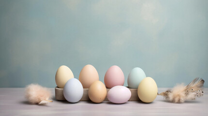 Easter eggs with subtle blue background photography backdrop wallpaper