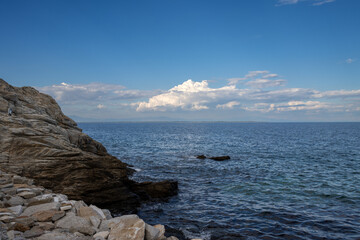 Seascape from the capital Limenas Tasou, Greece