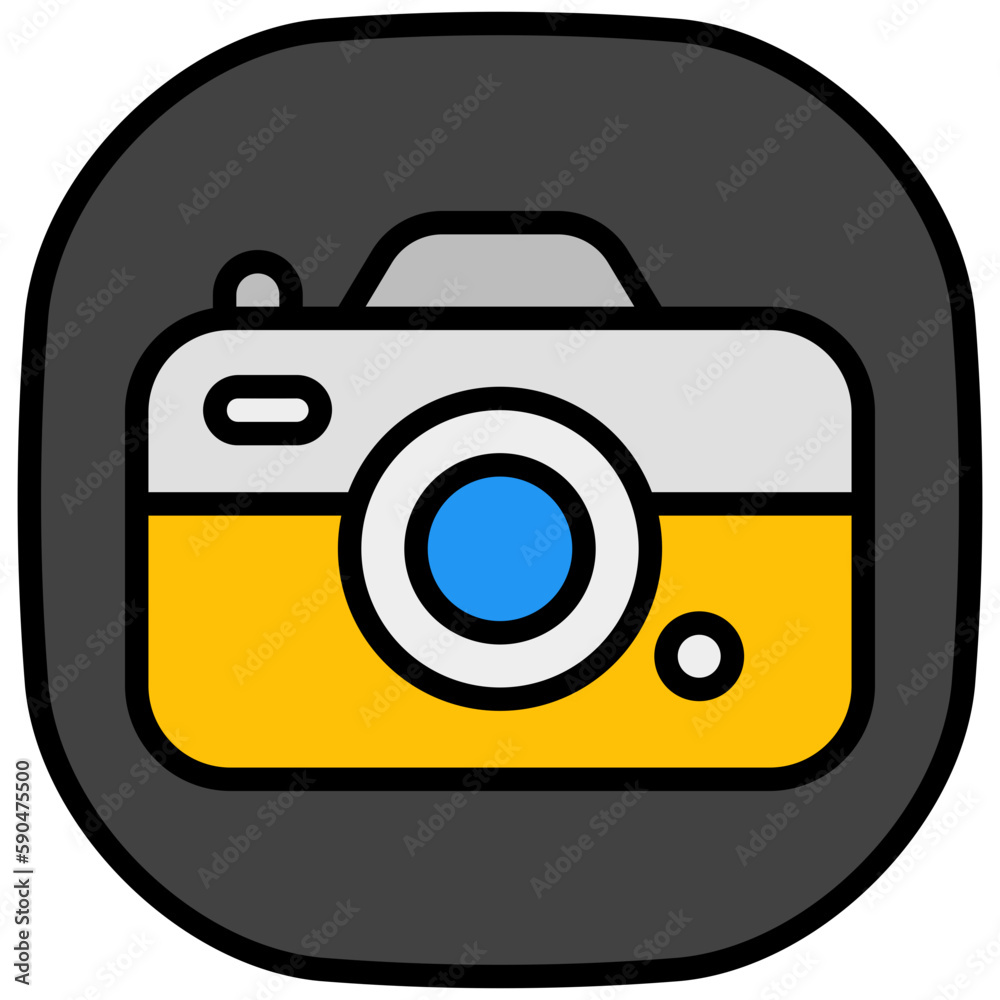 Poster camera outline color icon