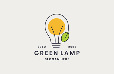 Green lamp logo vector icon illustration hipster vintage retro .