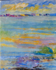 Obraz na płótnie Canvas Acrylic painting landscape with a lot of color
