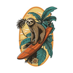 Surfing Sloth! Catch some waves with this surfing sloth