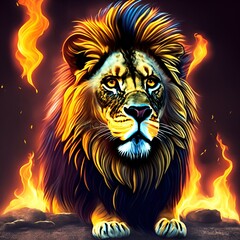 Fototapeta premium lion in the night