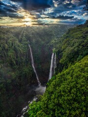 Vertical shot of Thoseghar Waterfalls in Thoseghar, Satara, Maharashtra, India