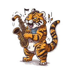 Saxophonist Tiger! Listen to this tiger play smooth saxophone