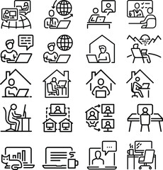 20 Essential Icons for Remote Work and Work from Home - Elevate Your Online Office Environment