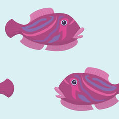 Silhouette of a pink tropical fish. Seamless pattern. Vector illustration.